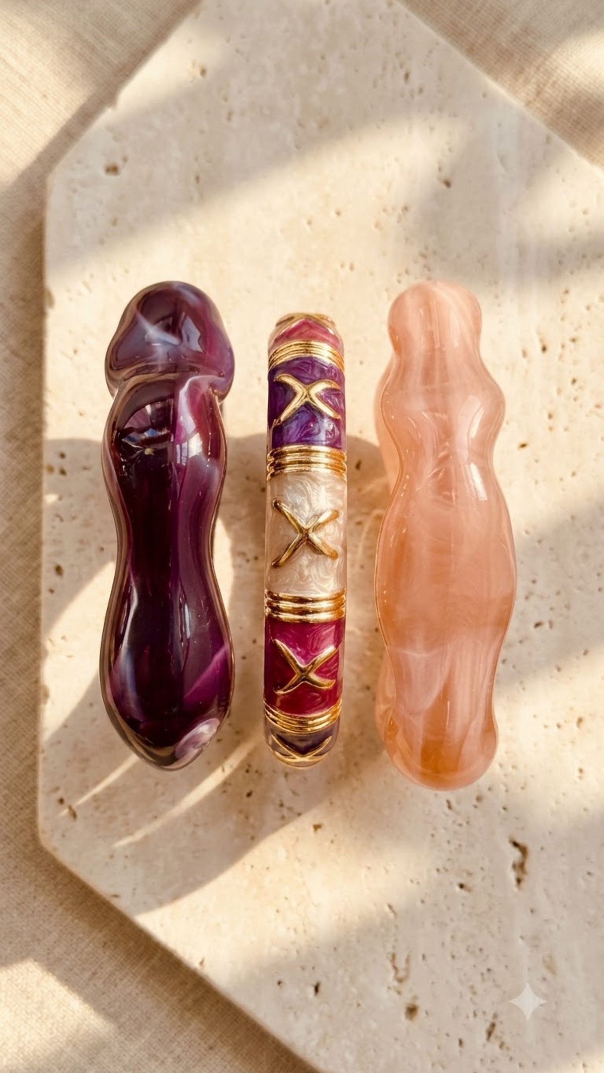 AURORA BLOOM TRIO – Sculpted Resin & Enamel Luxe Stack
