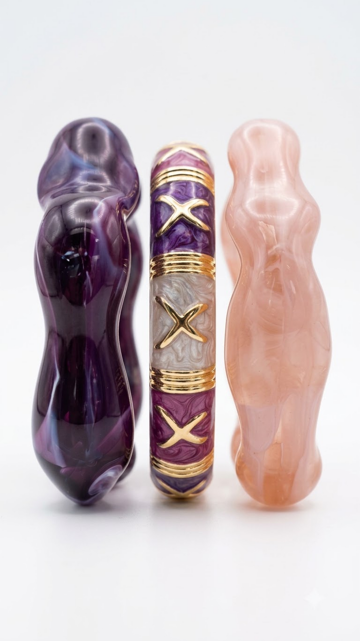 AURORA BLOOM TRIO – Sculpted Resin & Enamel Luxe Stack