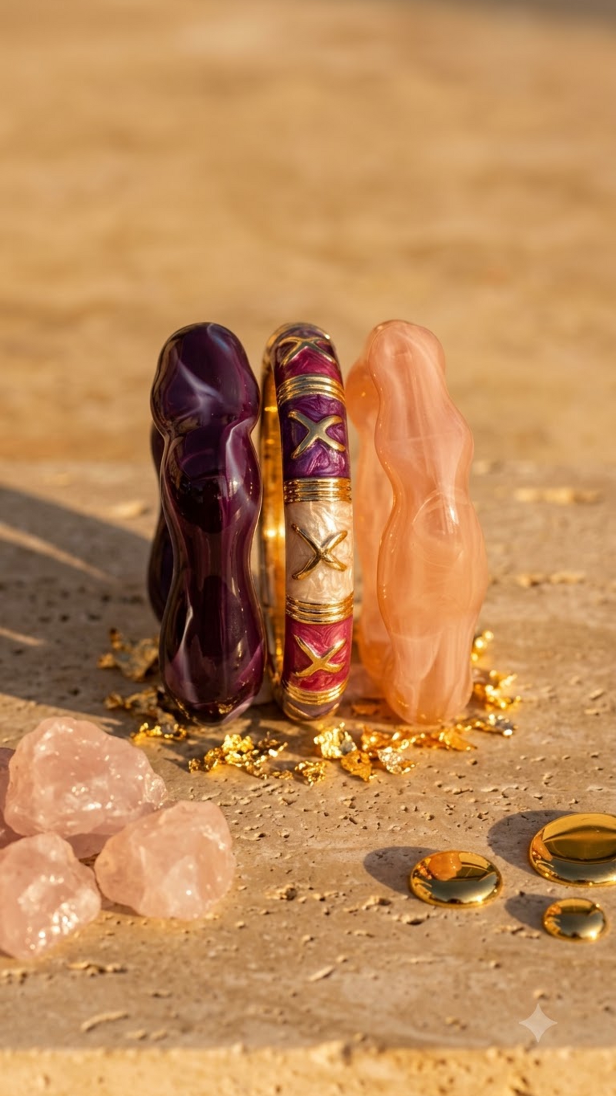 AURORA BLOOM TRIO – Sculpted Resin & Enamel Luxe Stack
