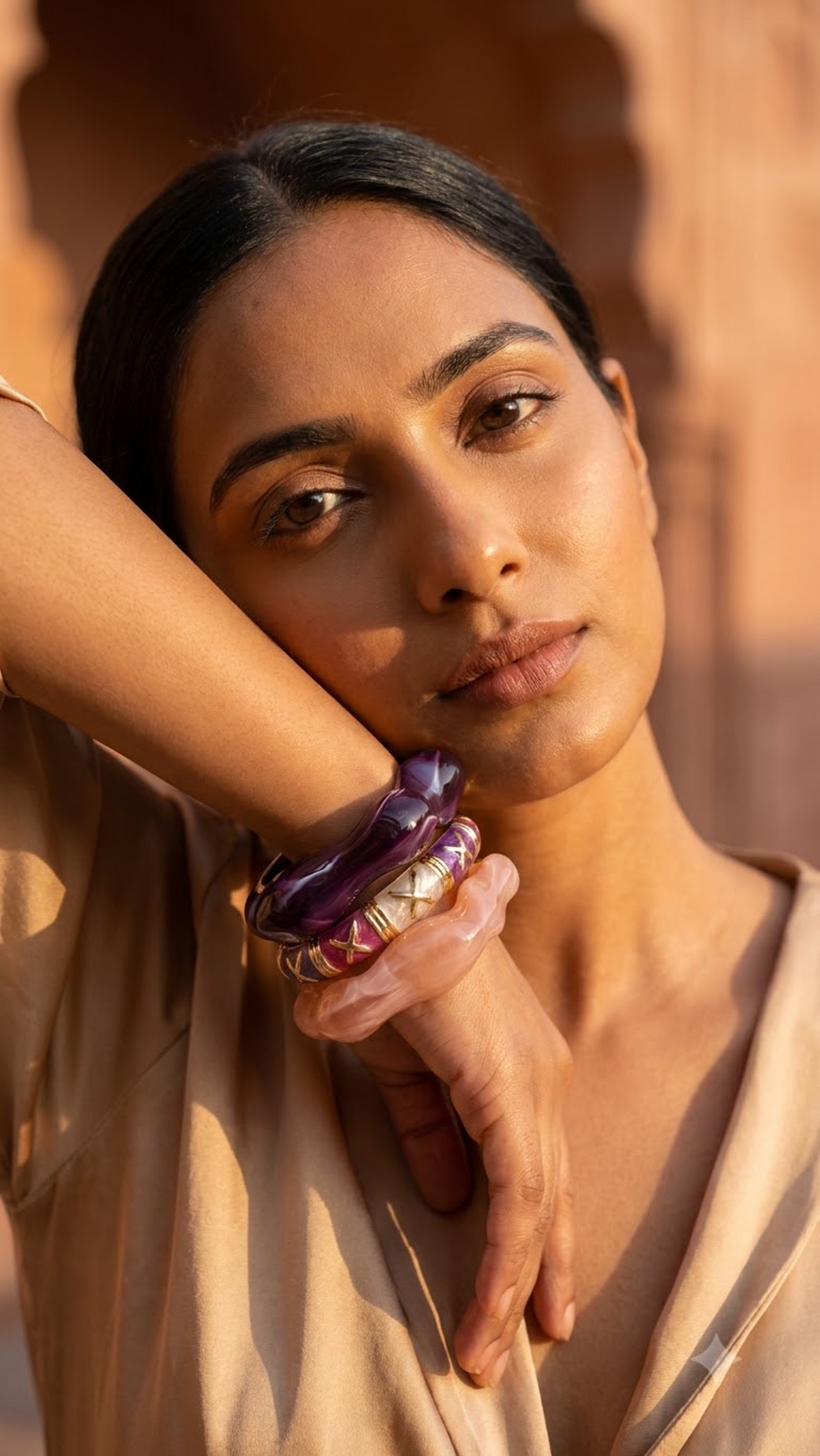 AURORA BLOOM TRIO – Sculpted Resin & Enamel Luxe Stack